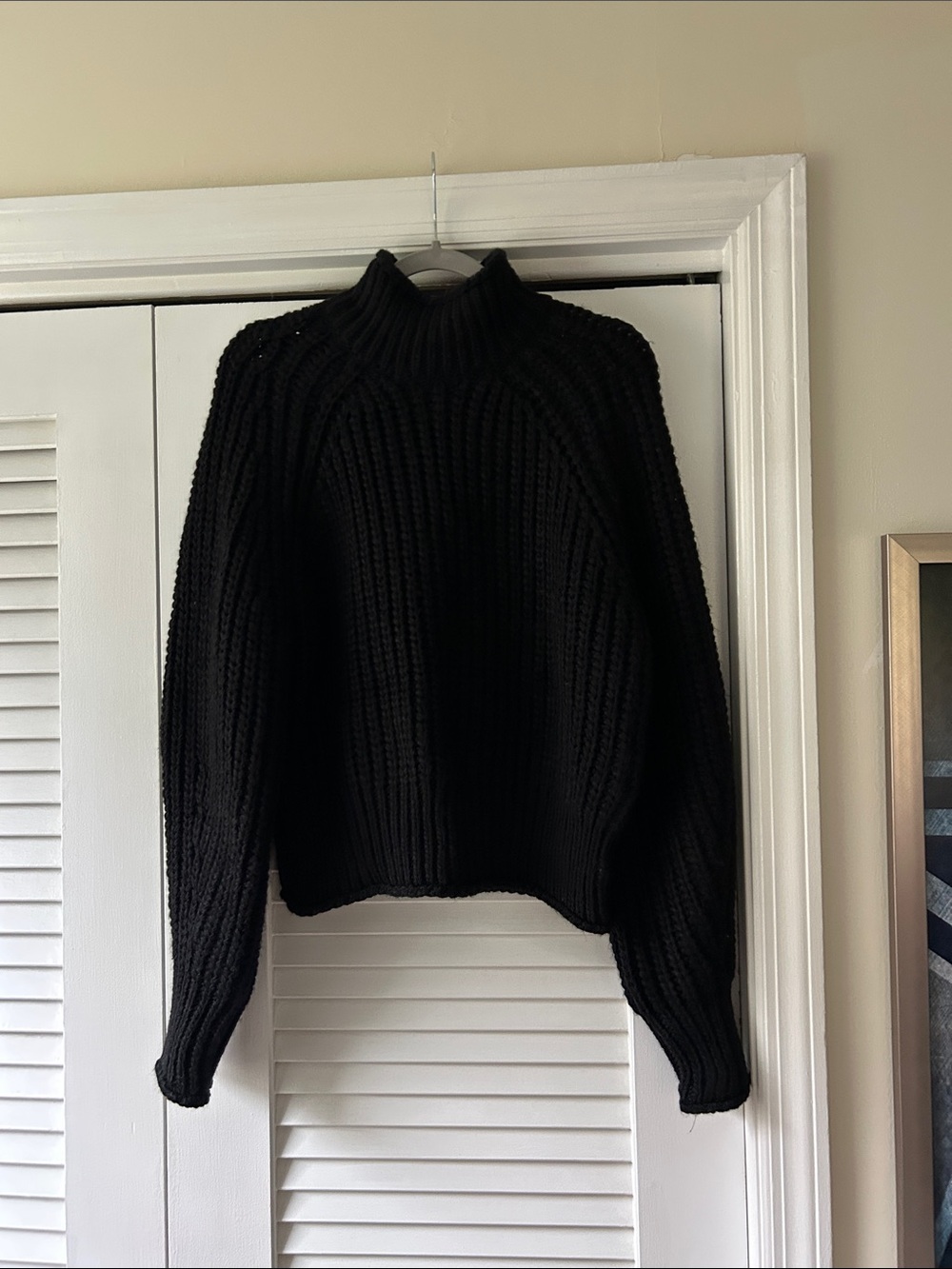 H&M Black Ribbed Mock Neck Sweater